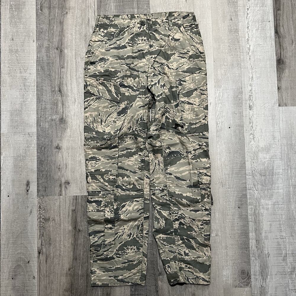 Womens Camouflage Airmans Battle Pants Y2K Cargo Camo Military Pants Size 32"